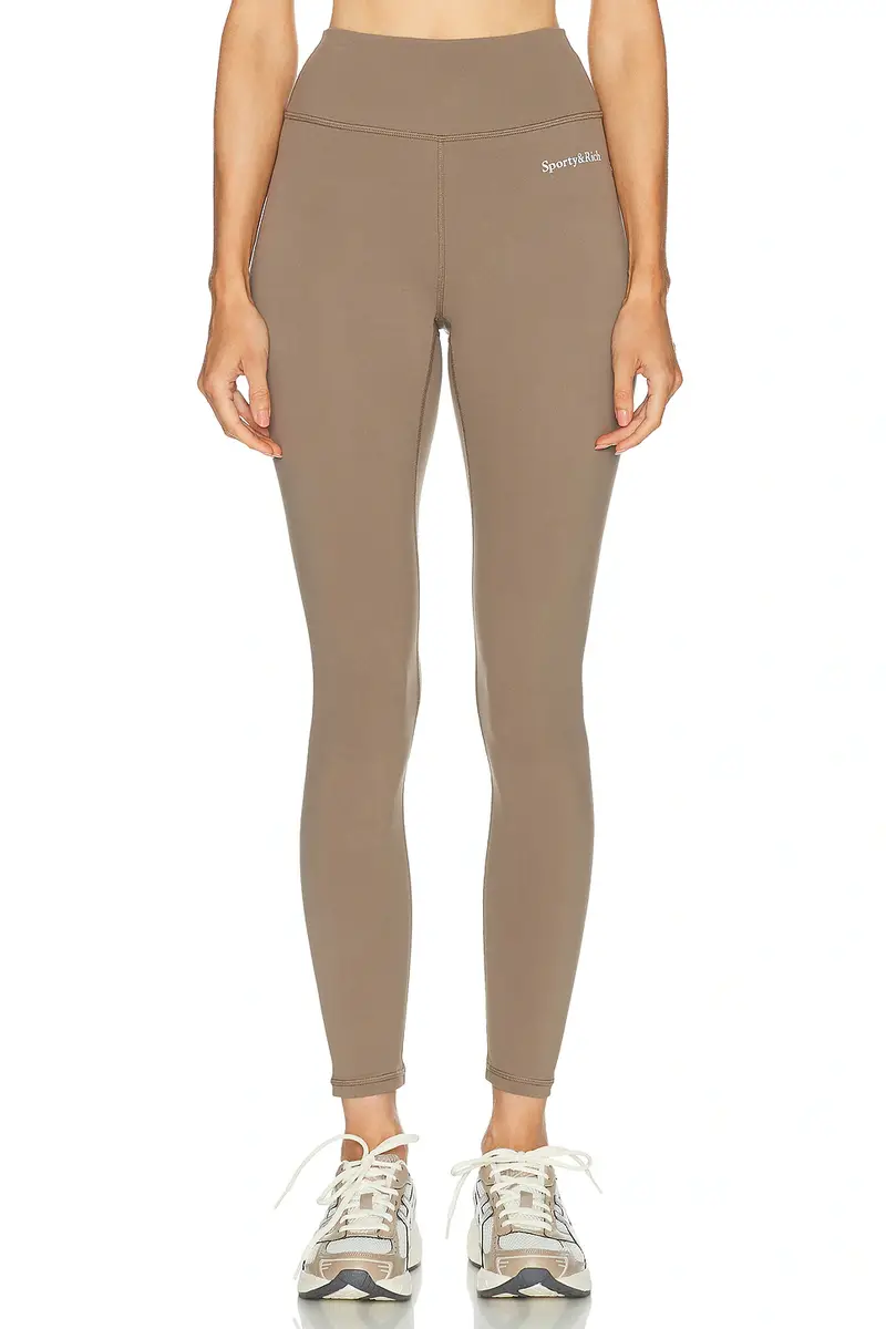 Sporty & Rich Serif Logo Legging | Image 1 Sporty & Rich Serif Logo Legging | Image 1
