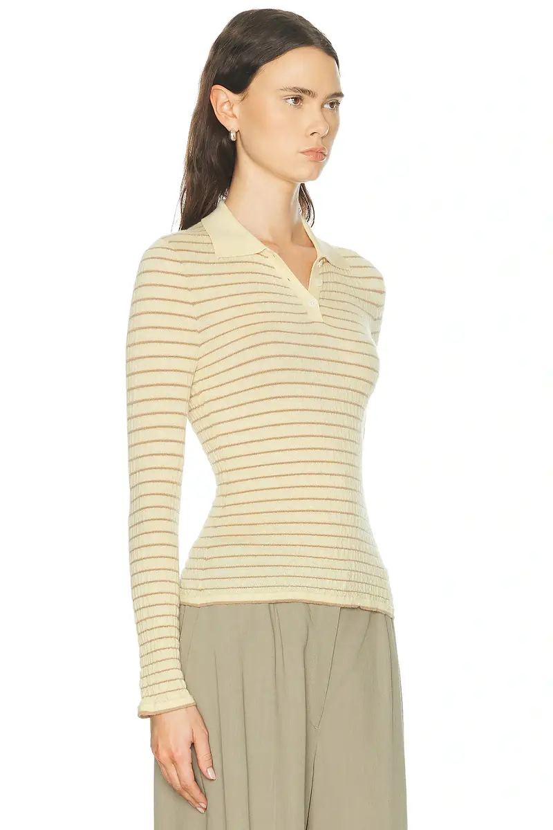 Guest In Residence Smocked Long Sleeve Shrunken Polo Top | Thumbnail 2 Guest In Residence Smocked Long Sleeve Shrunken Polo Top | Thumbnail 2