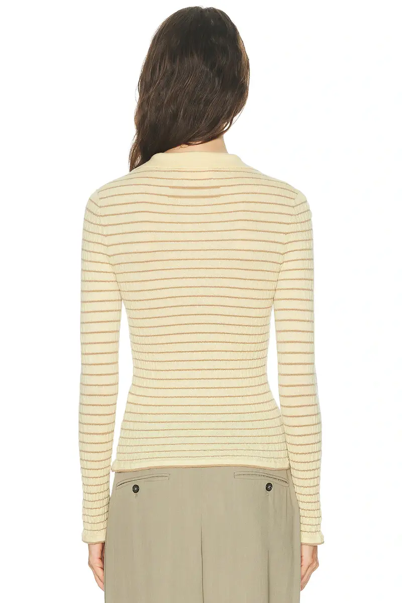 Guest In Residence Smocked Long Sleeve Shrunken Polo Top | Thumbnail 3 Guest In Residence Smocked Long Sleeve Shrunken Polo Top | Thumbnail 3