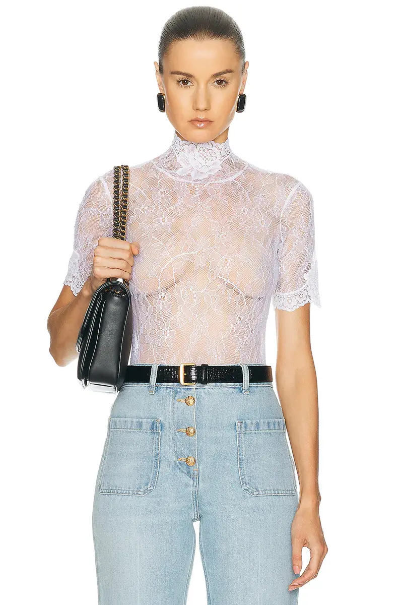 Valentino Lace Jersey Bodysuit Top | Image 1 Valentino Lace Jersey Bodysuit Top | Image 1