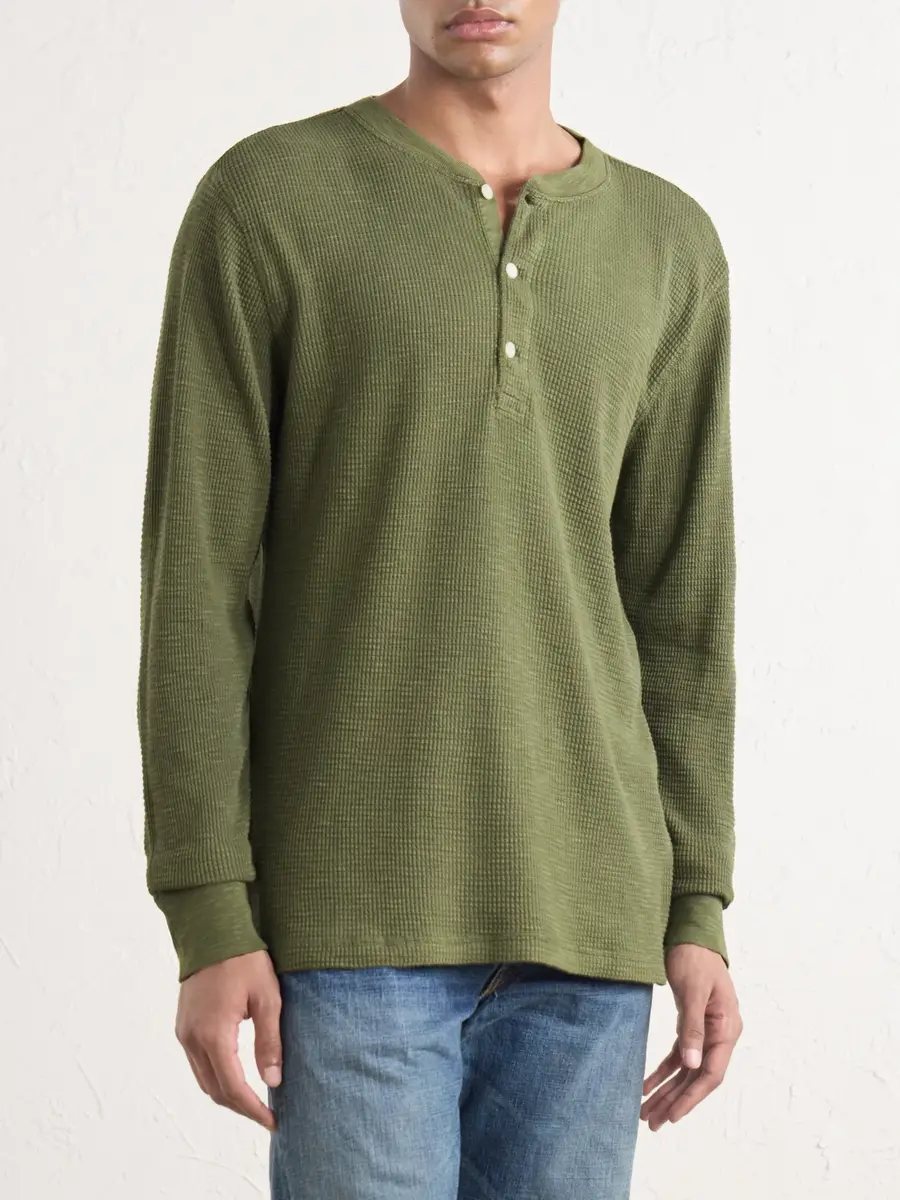 RRL Waffle-Knit Cotton-Jersey Henley T-Shirt - Men | Thumbnail 3 RRL Waffle-Knit Cotton-Jersey Henley T-Shirt - Men | Thumbnail 3