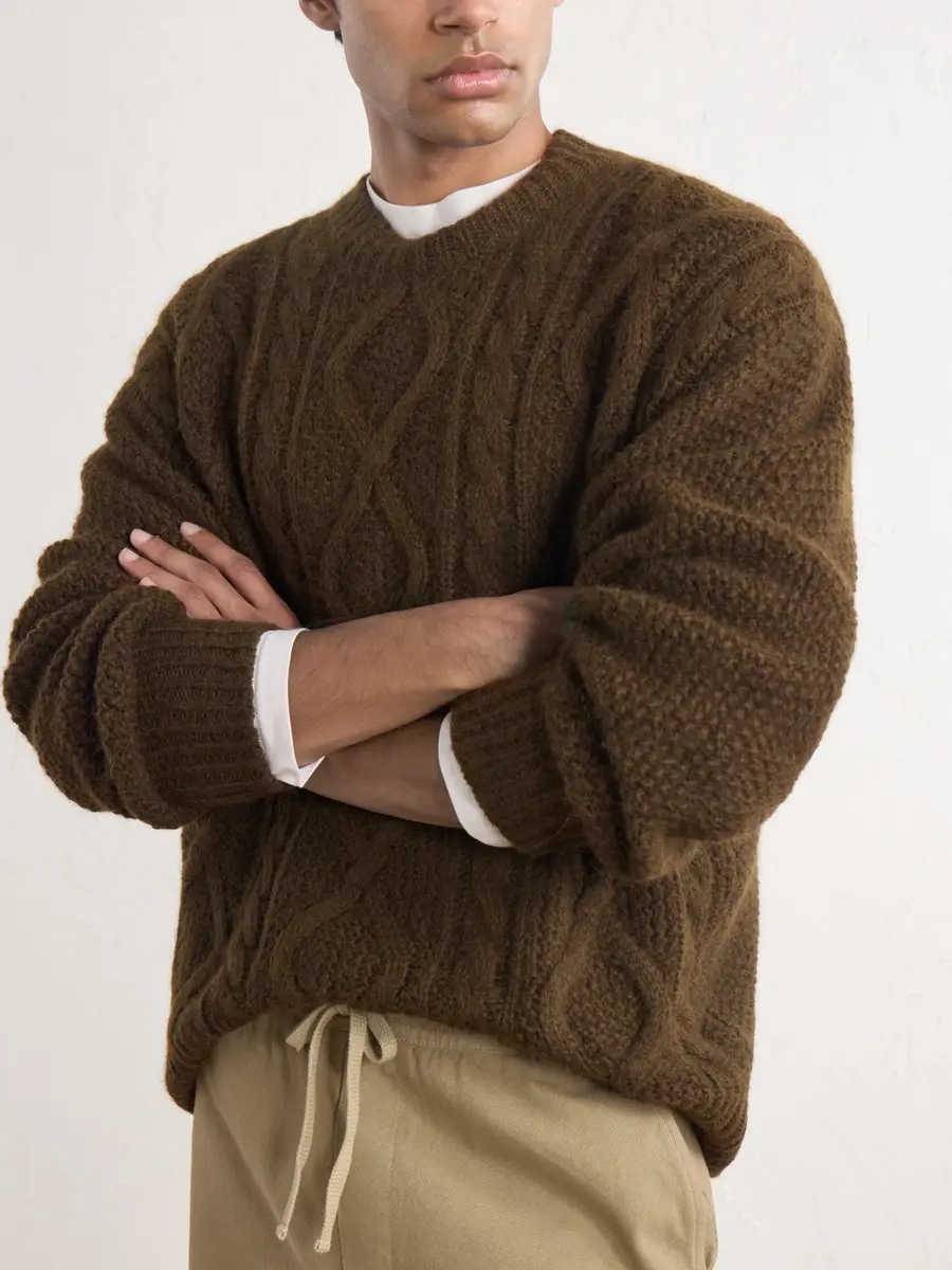 PIACENZA 1733 Cable-Knit Alpaca and Wool-Blend Sweater - Men | Thumbnail 5 PIACENZA 1733 Cable-Knit Alpaca and Wool-Blend Sweater - Men | Thumbnail 5