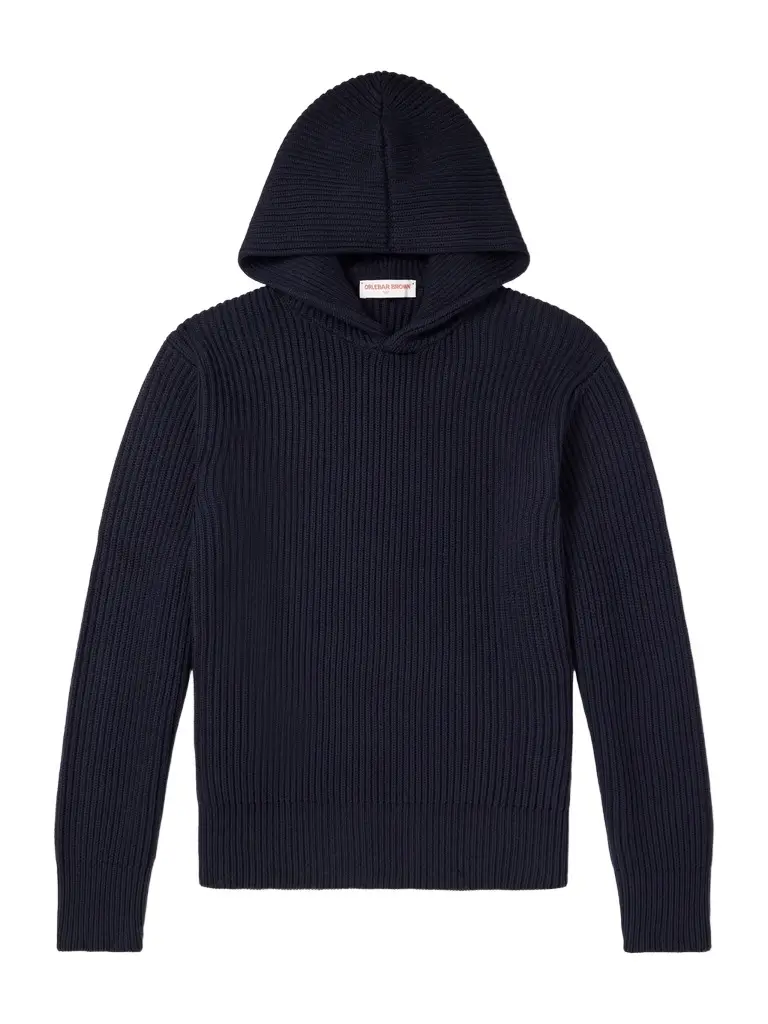 Orlebar Brown Kirk Ribbed Merino Wool Hoodie - Men | Image 1 Orlebar Brown Kirk Ribbed Merino Wool Hoodie - Men | Image 1