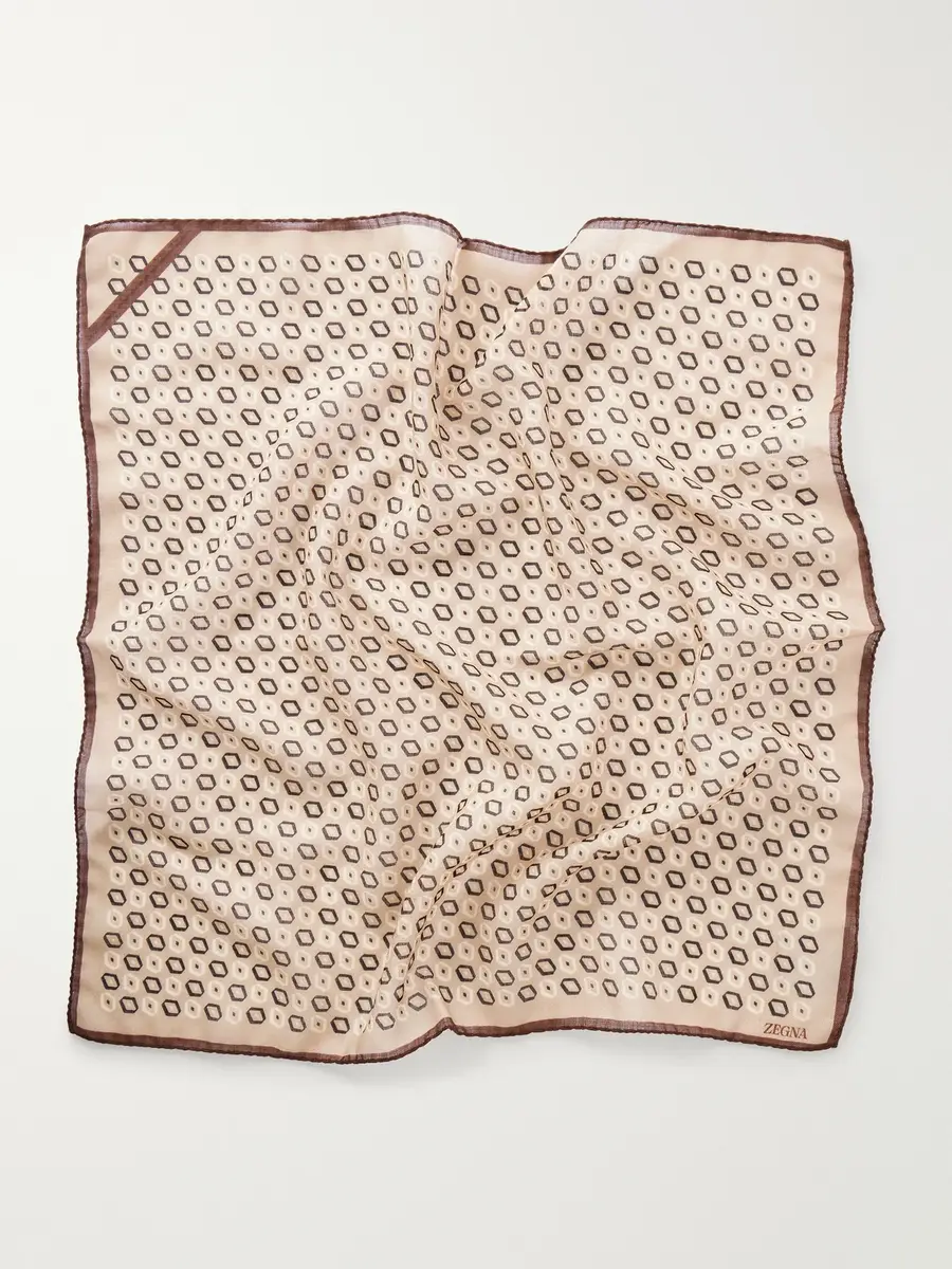 Zegna Printed Wool Pocket Square - Men | Thumbnail 3 Zegna Printed Wool Pocket Square - Men | Thumbnail 3
