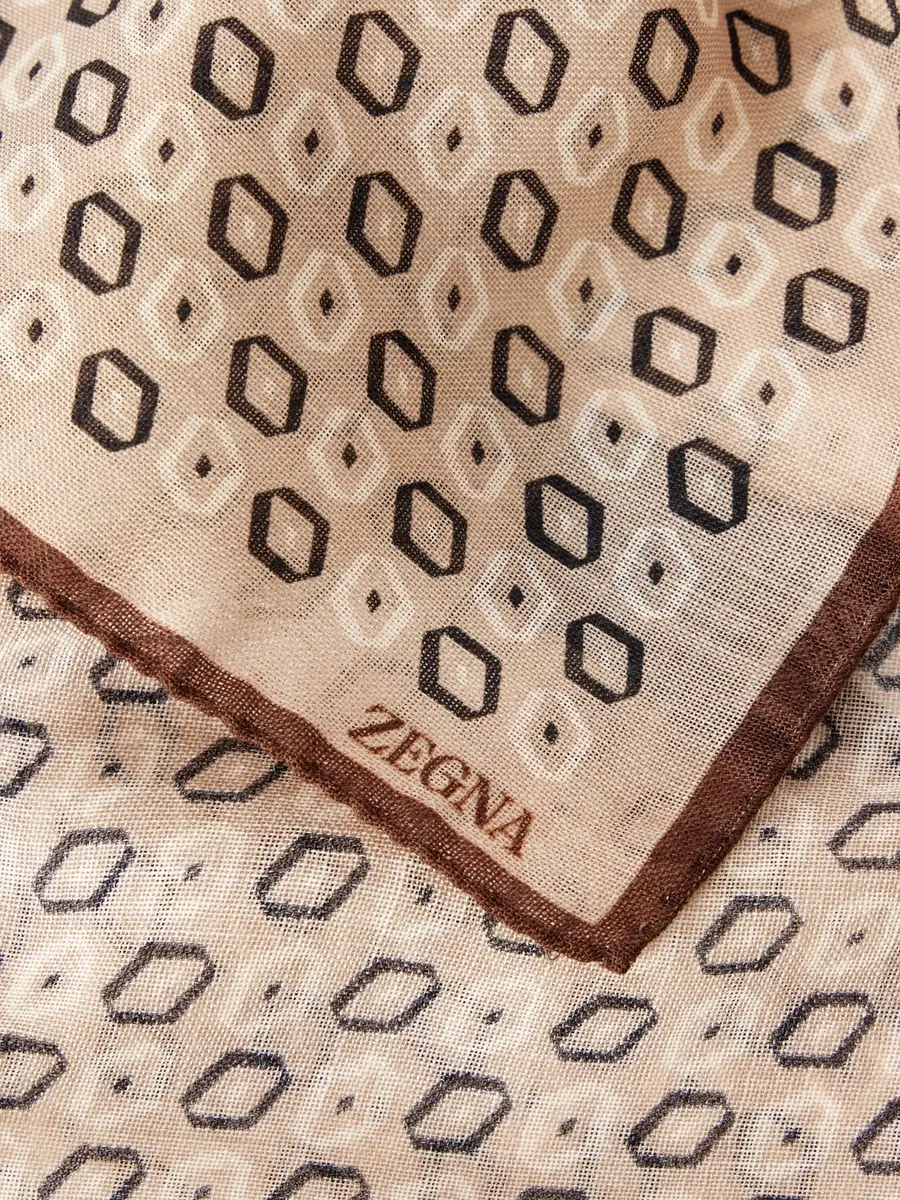 Zegna Printed Wool Pocket Square - Men | Thumbnail 4 Zegna Printed Wool Pocket Square - Men | Thumbnail 4
