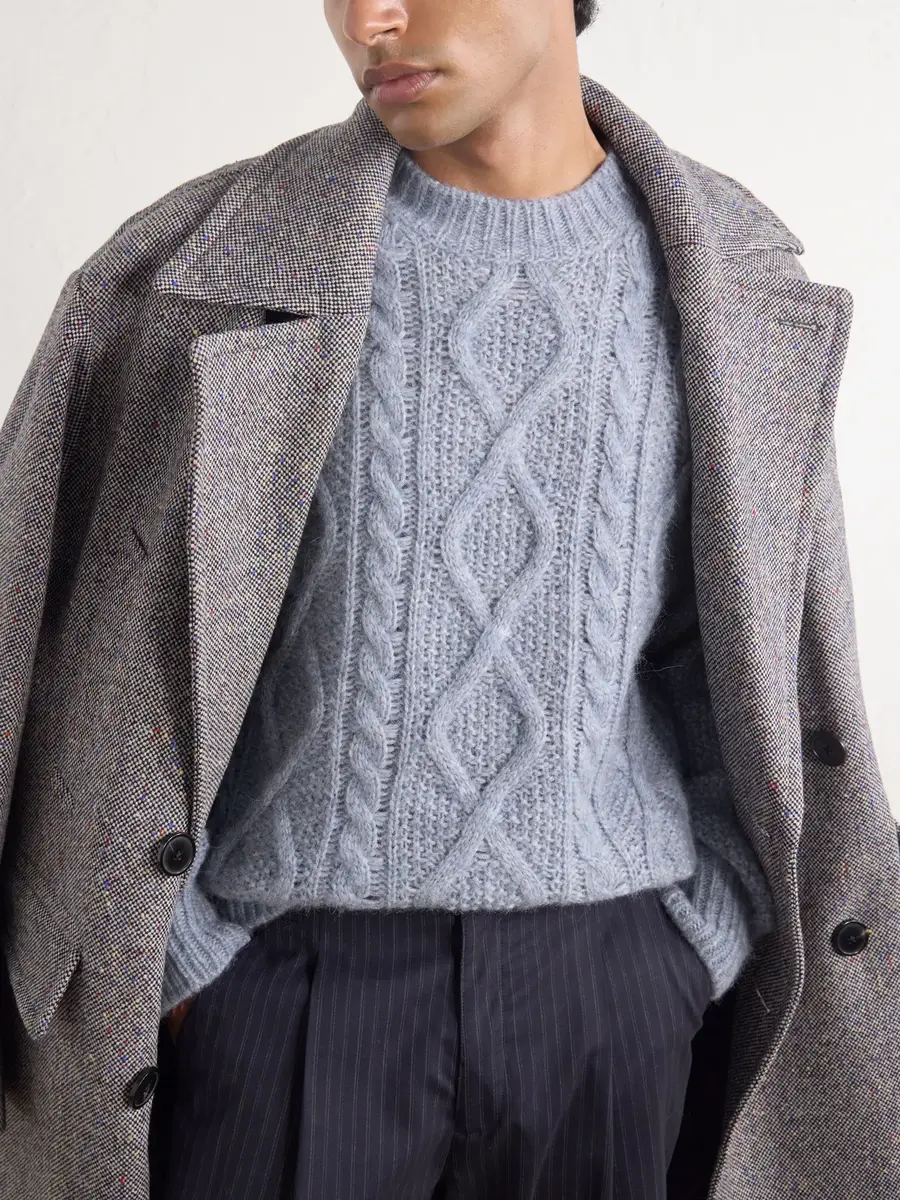 PIACENZA 1733 Cable-Knit Alpaca and Wool-Blend Sweater - Men | Thumbnail 5