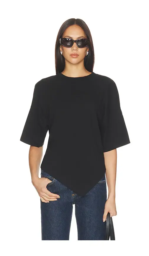 Enza Costa Supima Structured Jersey Assymetrical Tee | Image 1 Enza Costa Supima Structured Jersey Assymetrical Tee | Image 1