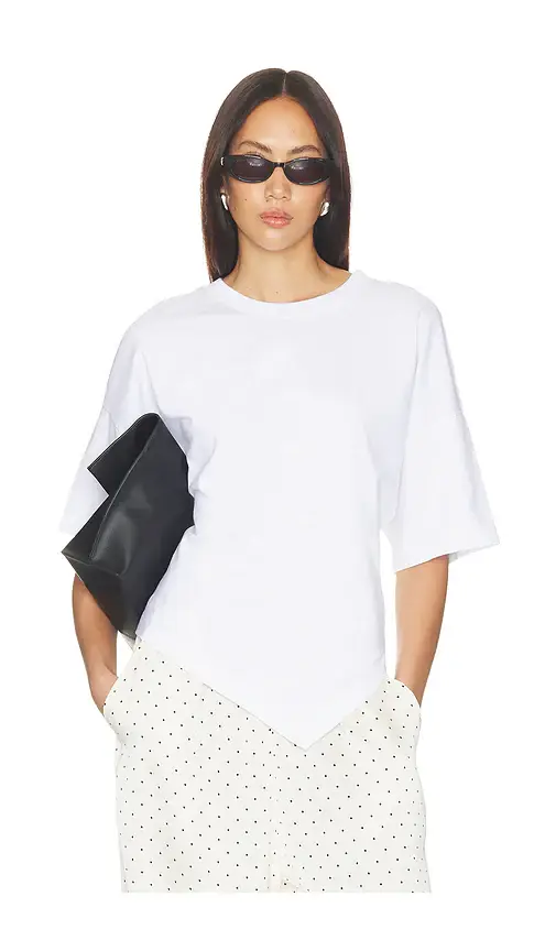 Enza Costa Supima Structured Jersey Assymetrical Tee | Image 1 Enza Costa Supima Structured Jersey Assymetrical Tee | Image 1