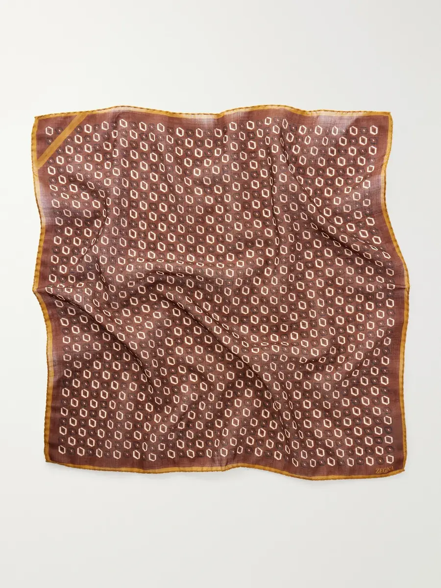 Zegna Printed Wool Pocket Square - Men | Thumbnail 3 Zegna Printed Wool Pocket Square - Men | Thumbnail 3