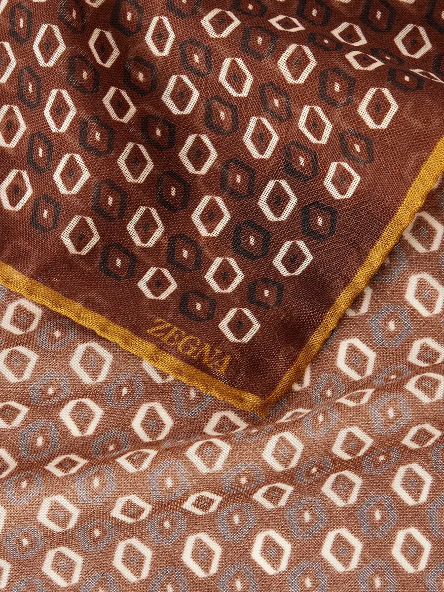 Zegna Printed Wool Pocket Square - Men | Thumbnail 4 Zegna Printed Wool Pocket Square - Men | Thumbnail 4