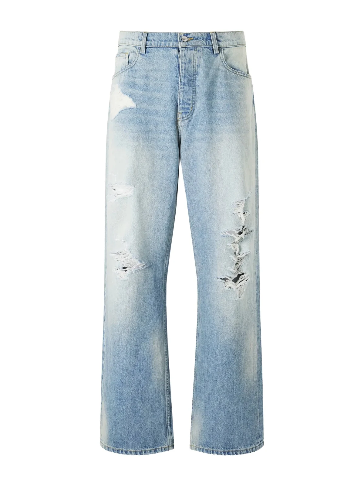 Wide-Leg Distressed Jeans - Men Wide-Leg Distressed Jeans - Men
