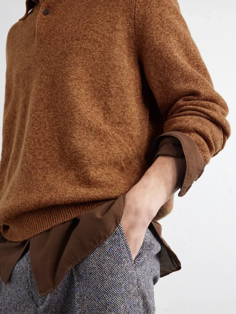 Jil Sander Mélange Wool and Cashmere-Blend Polo Shirt - Men | Thumbnail 5