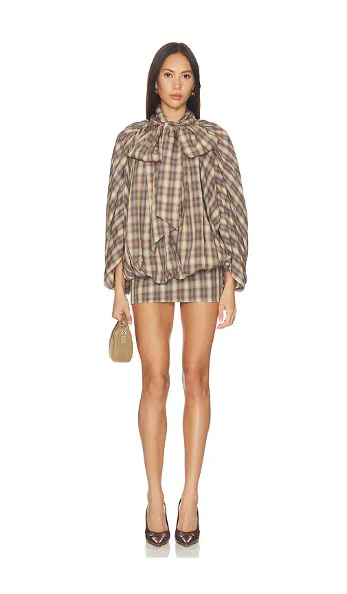 Prabal Gurung Tie-neck Short Cocoon Mini Dress | Image 1 Prabal Gurung Tie-neck Short Cocoon Mini Dress | Image 1