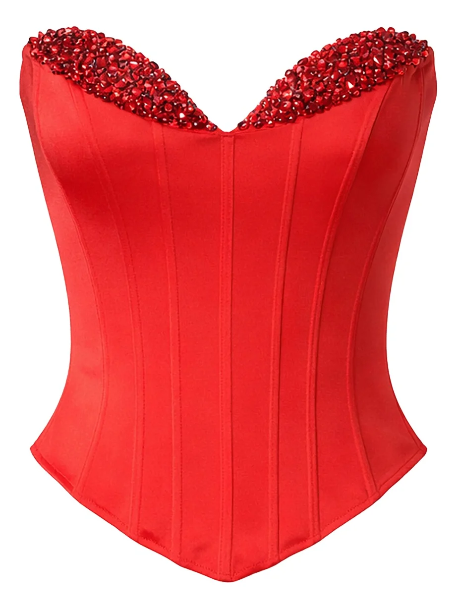 LA FUORI Red Siren Corset Silk Top