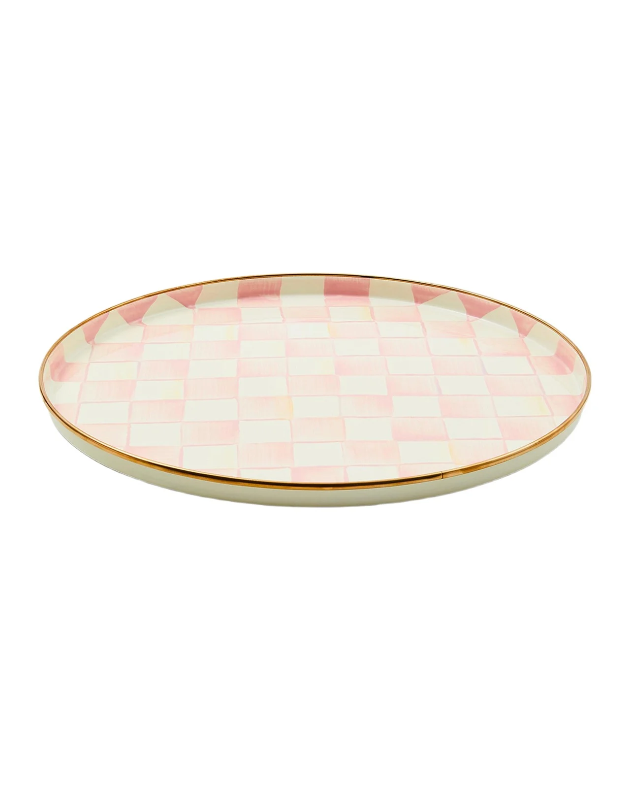 MacKenzie-Childs Rosy Check Round Tray