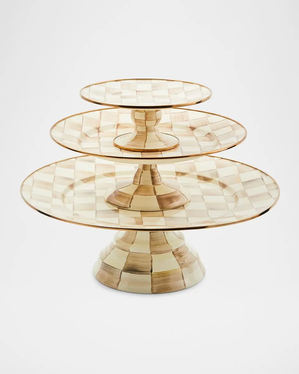 MacKenzie-Childs Mocha Check Small Pedestal Platter | Thumbnail 2 MacKenzie-Childs Mocha Check Small Pedestal Platter | Thumbnail 2