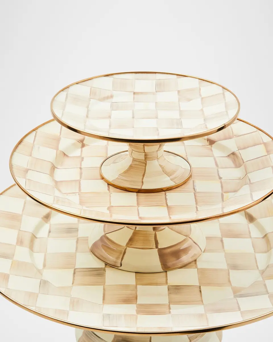 MacKenzie-Childs Mocha Check Small Pedestal Platter | Thumbnail 3 MacKenzie-Childs Mocha Check Small Pedestal Platter | Thumbnail 3