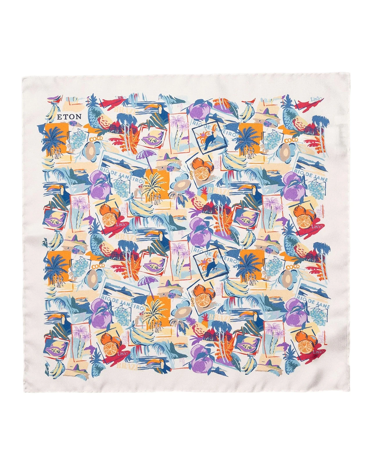 Eton Men's Postcard Vacation Silk Pocket Square