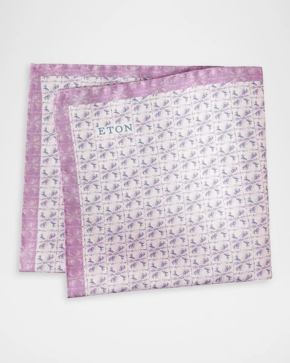 Eton Men's Floral Panama Silk Pocket Square | Thumbnail 2 Eton Men's Floral Panama Silk Pocket Square | Thumbnail 2
