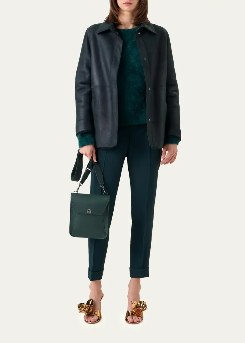 Akris Harper Reversible Lamb Shearling Single-Breasted Jacket | Thumbnail 2 Akris Harper Reversible Lamb Shearling Single-Breasted Jacket | Thumbnail 2