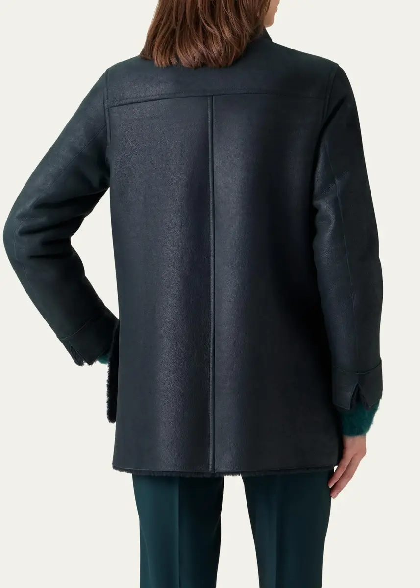 Akris Harper Reversible Lamb Shearling Single-Breasted Jacket | Thumbnail 3 Akris Harper Reversible Lamb Shearling Single-Breasted Jacket | Thumbnail 3