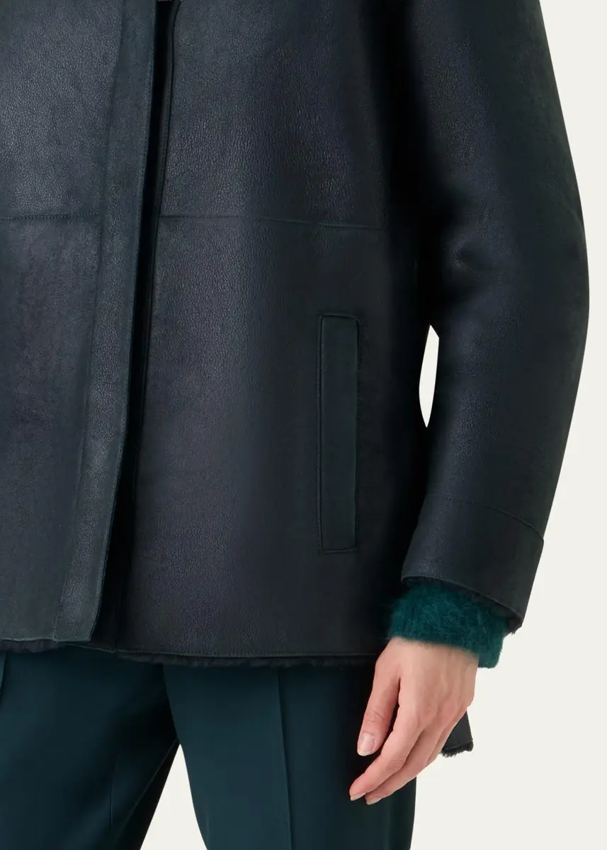 Akris Harper Reversible Lamb Shearling Single-Breasted Jacket | Thumbnail 5 Akris Harper Reversible Lamb Shearling Single-Breasted Jacket | Thumbnail 5