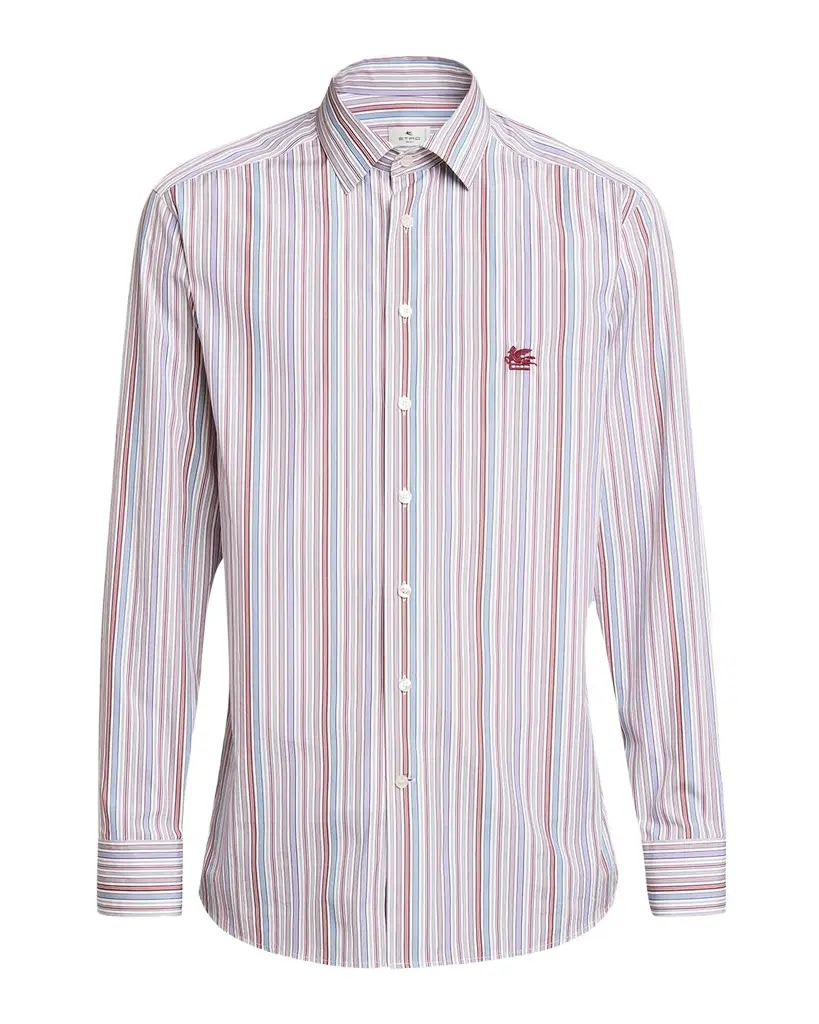 Etro Men's Cotton Multi-Stripe Sport Shirt | Image 1 Etro Men's Cotton Multi-Stripe Sport Shirt | Image 1
