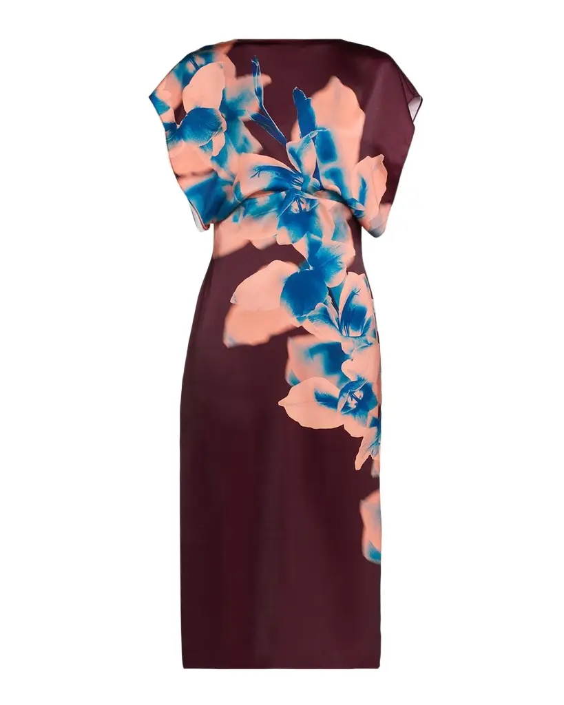 MISA Los Angeles Avri Floral Satin Midi Dress | Image 1 MISA Los Angeles Avri Floral Satin Midi Dress | Image 1