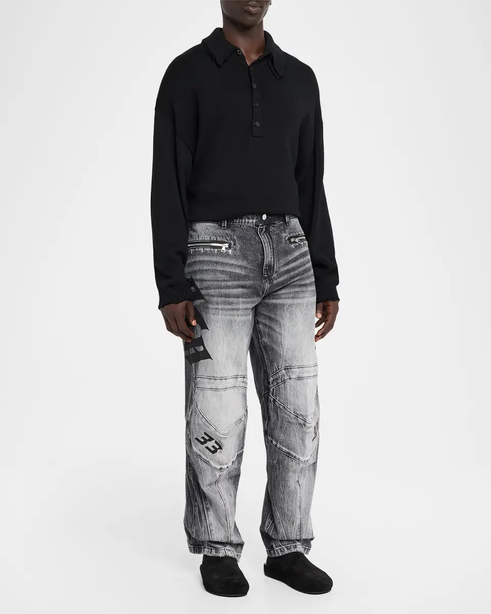 RTA Men's Alwin Straight Leg Moto Jeans | Thumbnail 2 RTA Men's Alwin Straight Leg Moto Jeans | Thumbnail 2