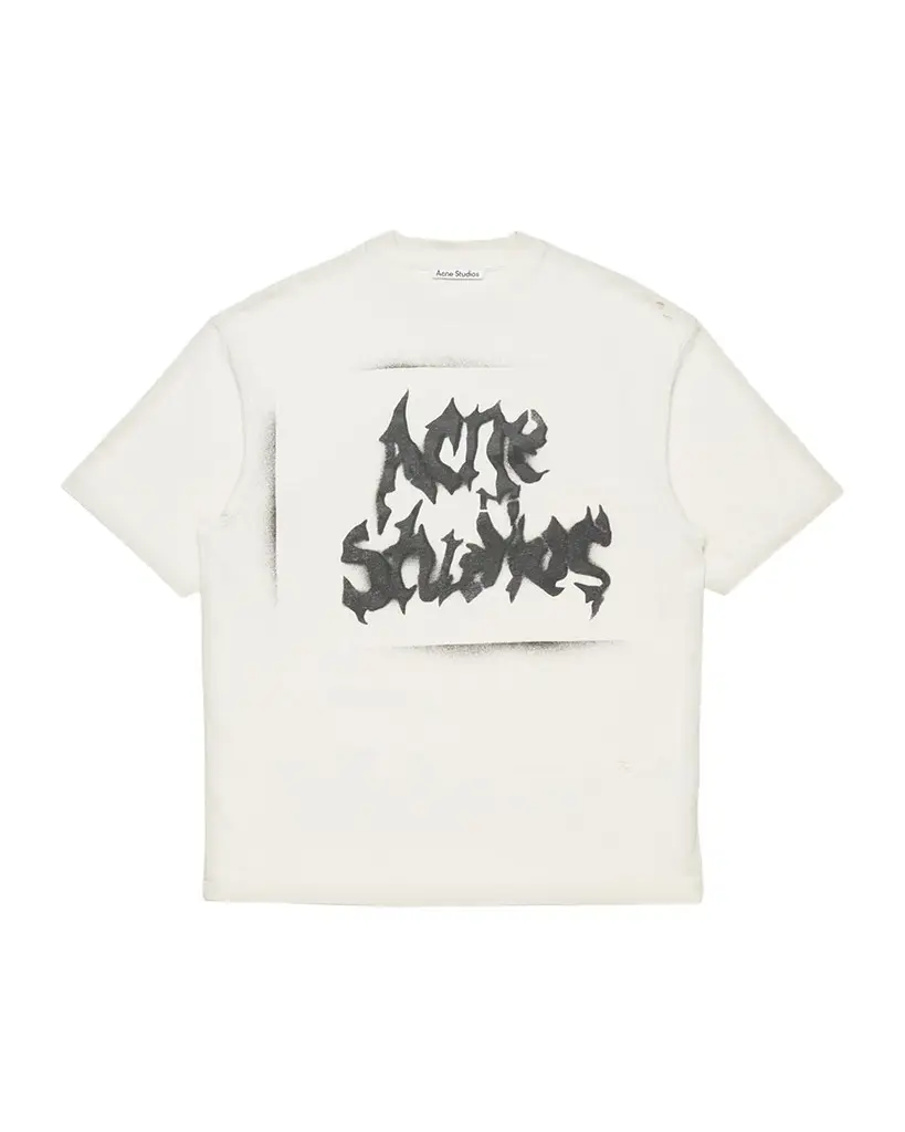 Acne Studios Men's Spray Paint Logo Boxy Fit T-Shirt | Image 1 Acne Studios Men's Spray Paint Logo Boxy Fit T-Shirt | Image 1