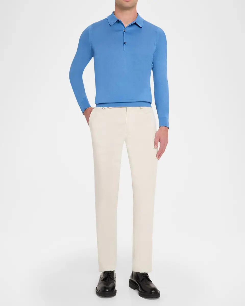 John Smedley Men's Solid Long-Sleeve Polo Shirt | Thumbnail 2 John Smedley Men's Solid Long-Sleeve Polo Shirt | Thumbnail 2