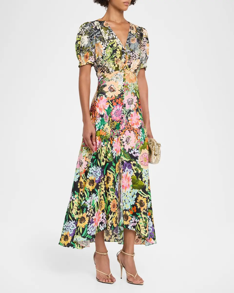 Saloni Lea Printed Long Dress | Thumbnail 4 Saloni Lea Printed Long Dress | Thumbnail 4