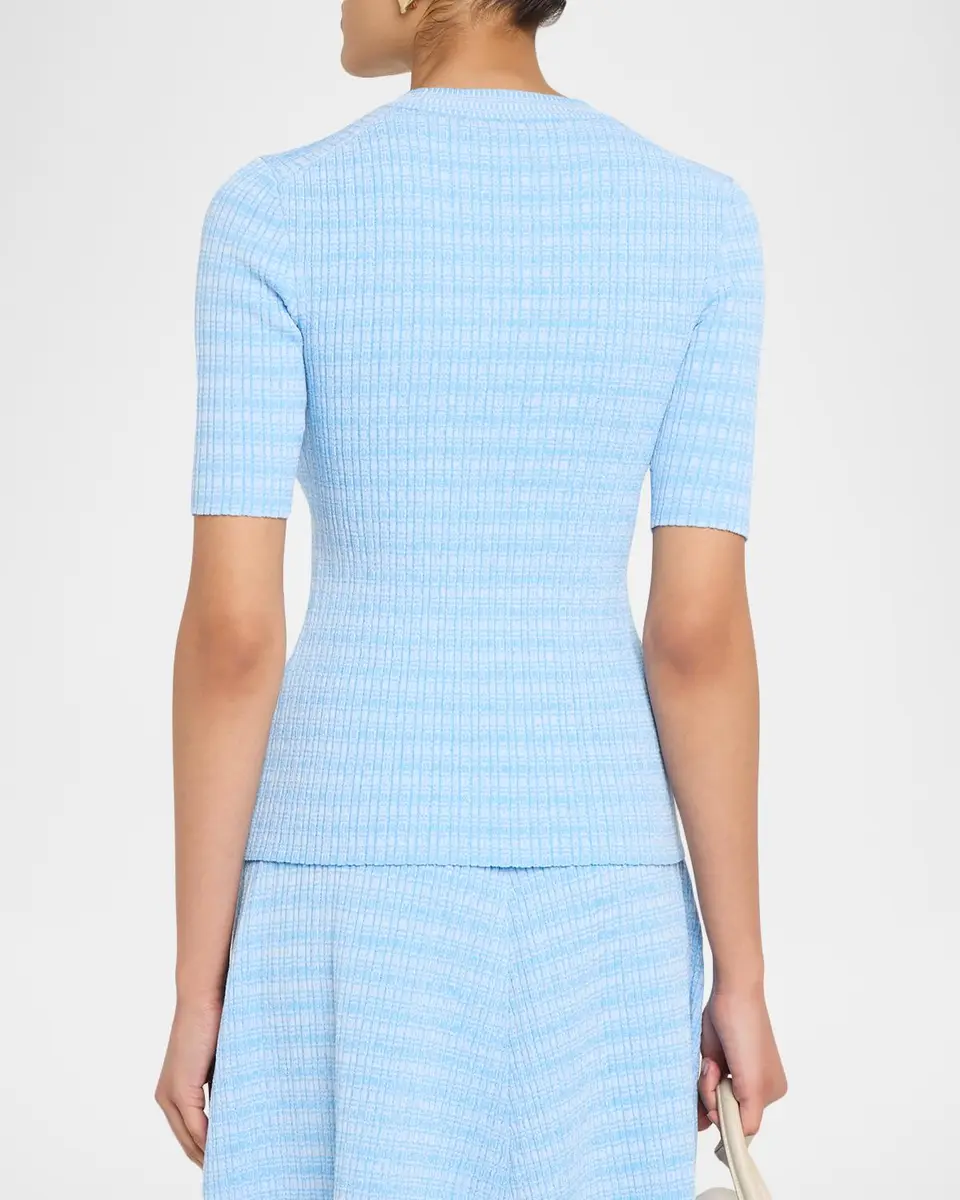 PRABAL GURUNG Crewneck Fitted Striped Top | Thumbnail 3 PRABAL GURUNG Crewneck Fitted Striped Top | Thumbnail 3