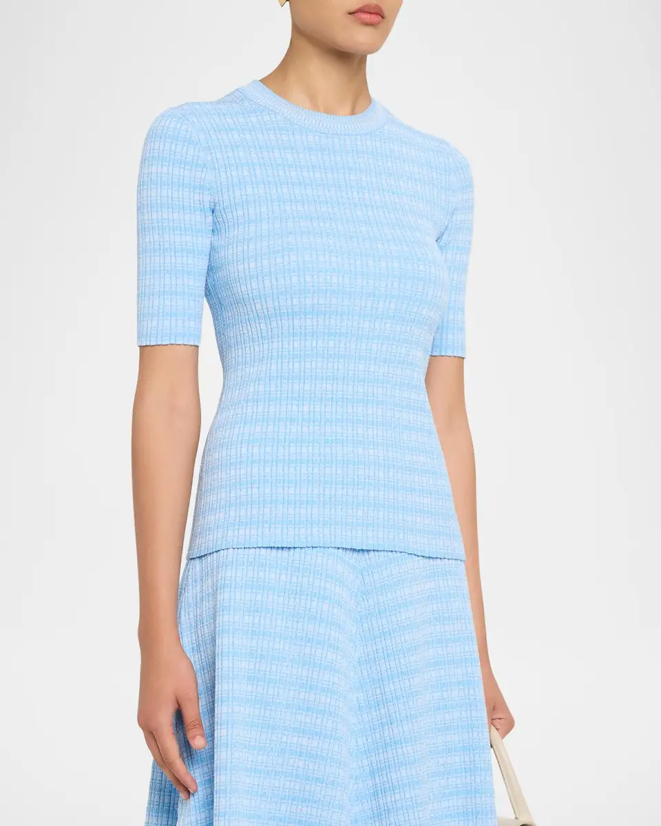 PRABAL GURUNG Crewneck Fitted Striped Top | Thumbnail 4 PRABAL GURUNG Crewneck Fitted Striped Top | Thumbnail 4