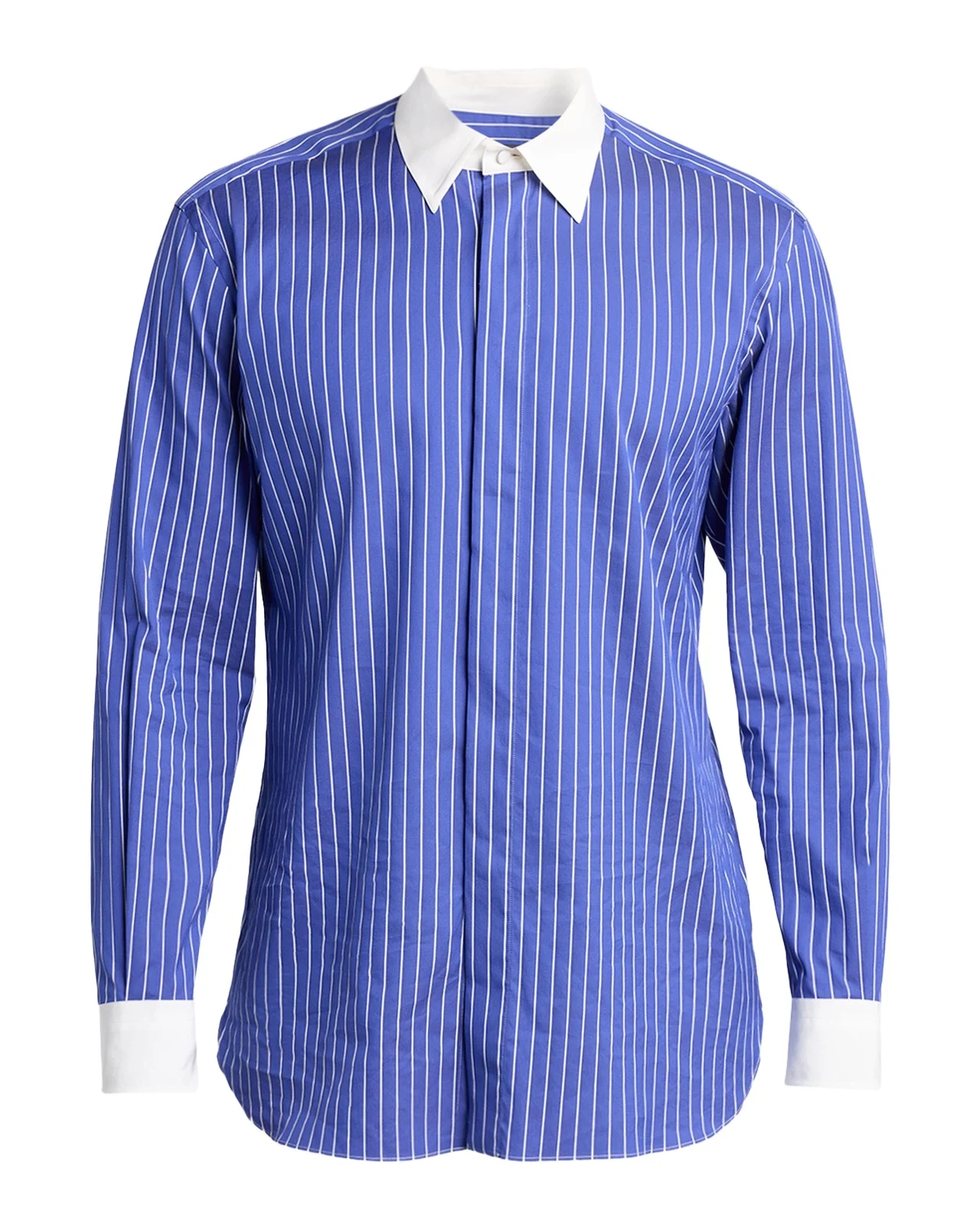 Men's Silk Pinstripe Contrast-Trim Dress Shirt Men's Silk Pinstripe Contrast-Trim Dress Shirt