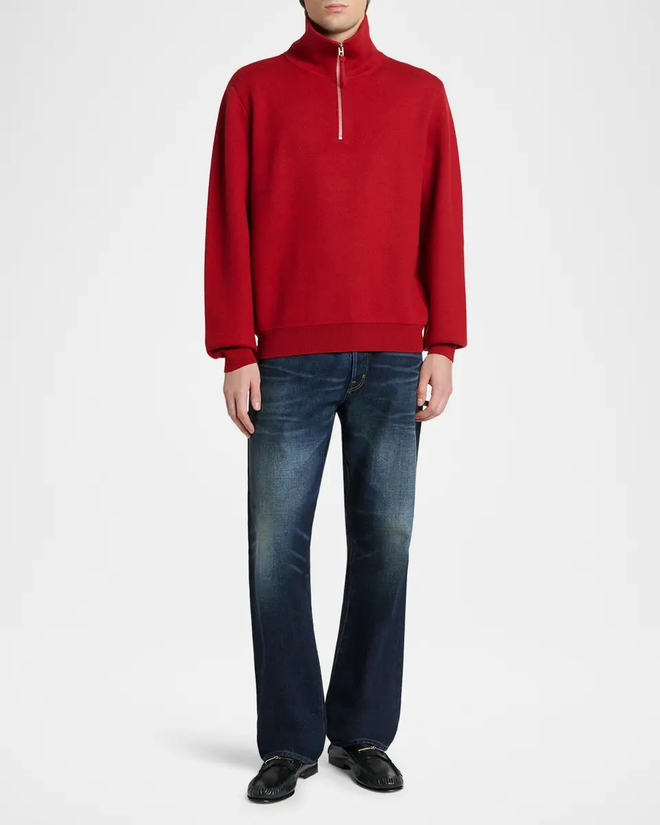 Tom Ford Men's Double-Face Half-Zip Sweater | Thumbnail 2 Tom Ford Men's Double-Face Half-Zip Sweater | Thumbnail 2