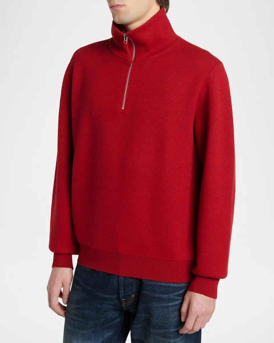 Tom Ford Men's Double-Face Half-Zip Sweater | Thumbnail 4 Tom Ford Men's Double-Face Half-Zip Sweater | Thumbnail 4
