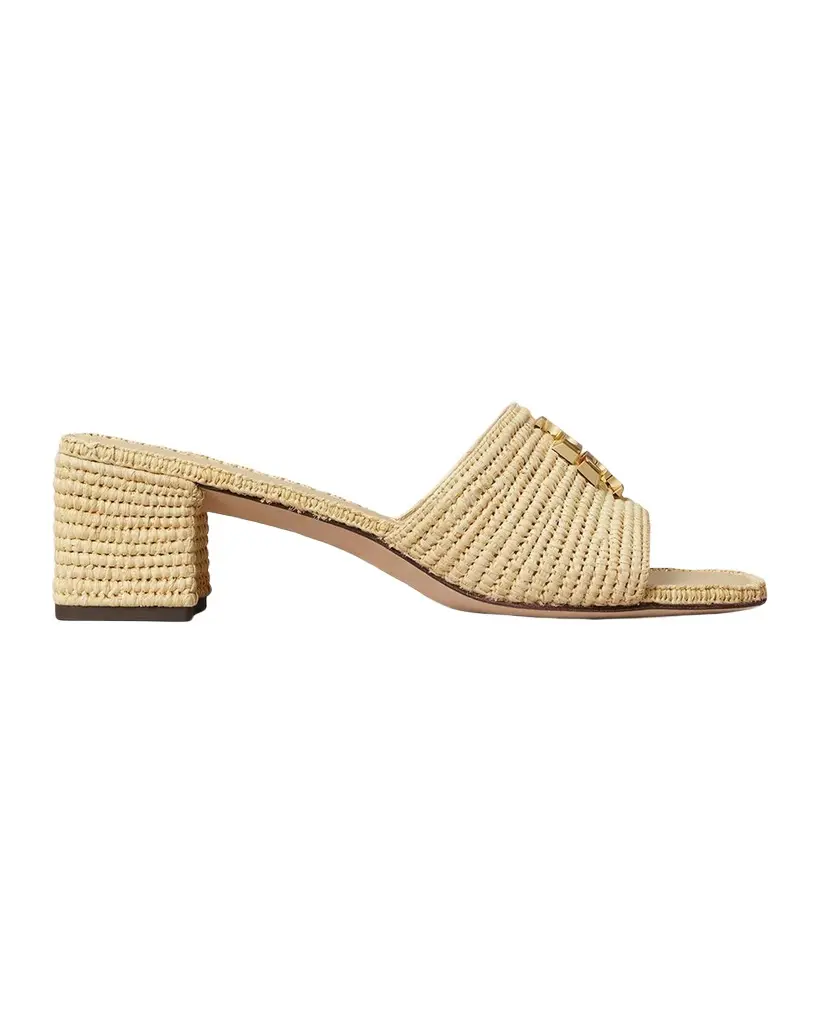 55mm Eleanor Medallion Raffia Slide Sandals 55mm Eleanor Medallion Raffia Slide Sandals