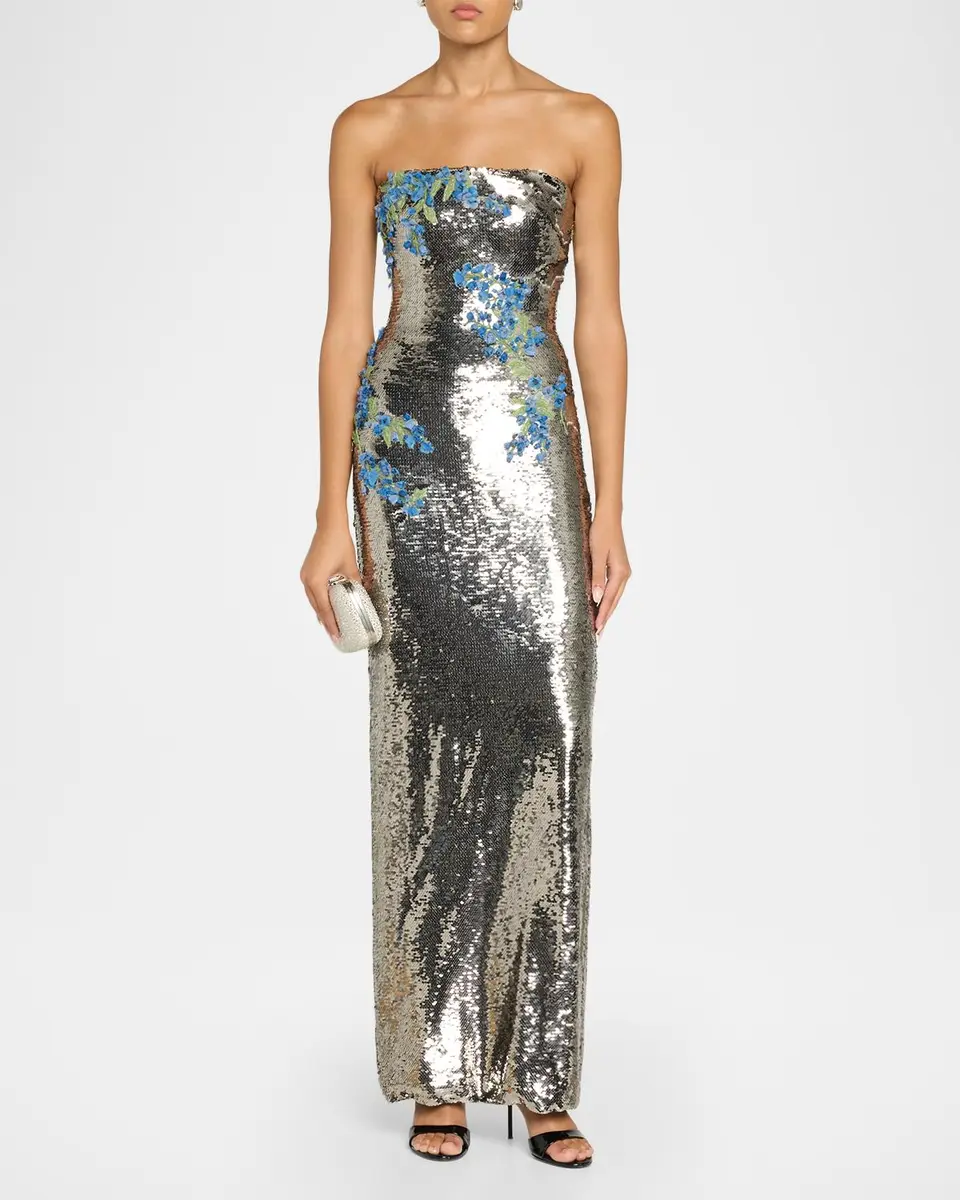 Monique Lhuillier Textured Strapless Column Gown | Thumbnail 2 Monique Lhuillier Textured Strapless Column Gown | Thumbnail 2