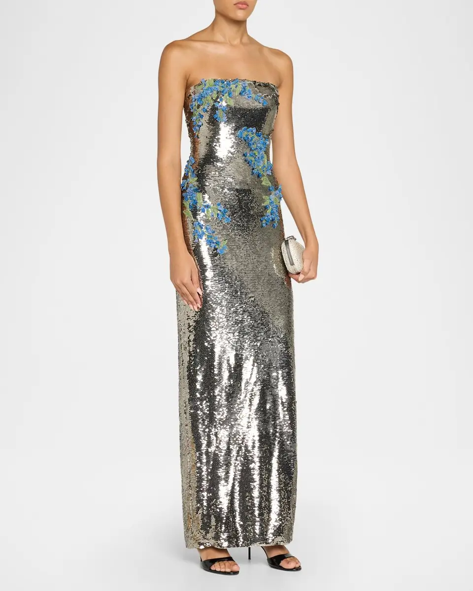 Monique Lhuillier Textured Strapless Column Gown | Thumbnail 4 Monique Lhuillier Textured Strapless Column Gown | Thumbnail 4
