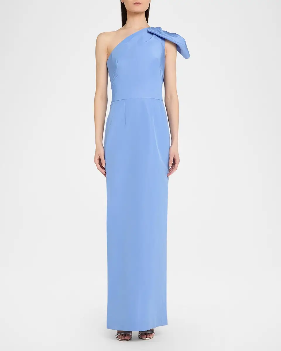 Oscar de la Renta One-Shoulder Bow Column Gown | Thumbnail 2 Oscar de la Renta One-Shoulder Bow Column Gown | Thumbnail 2