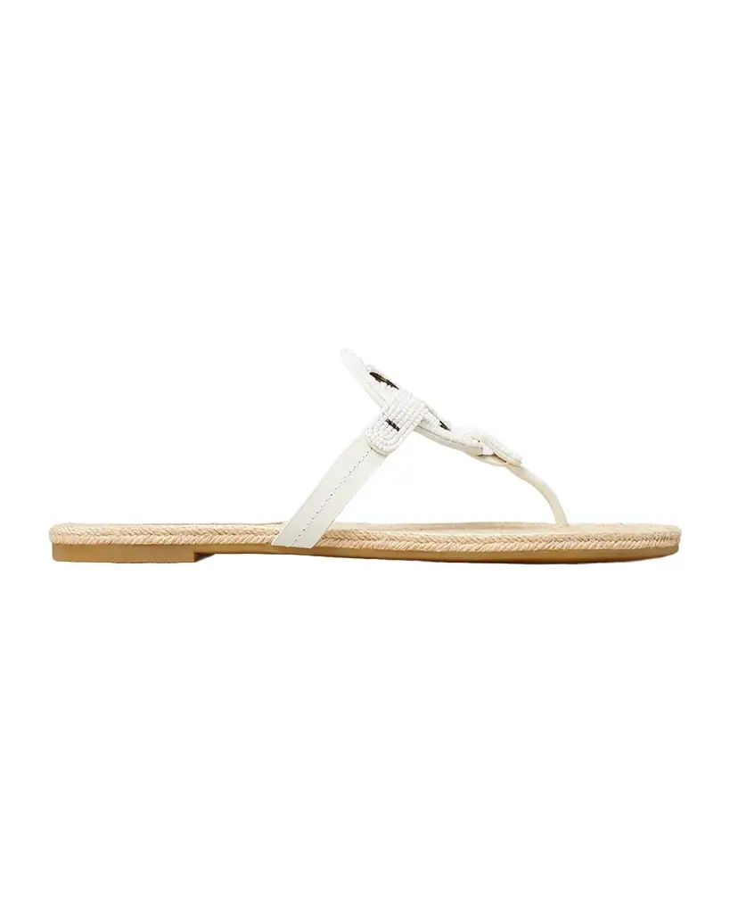 Tory Burch Miller Beaded Espadrille Thong Sandals