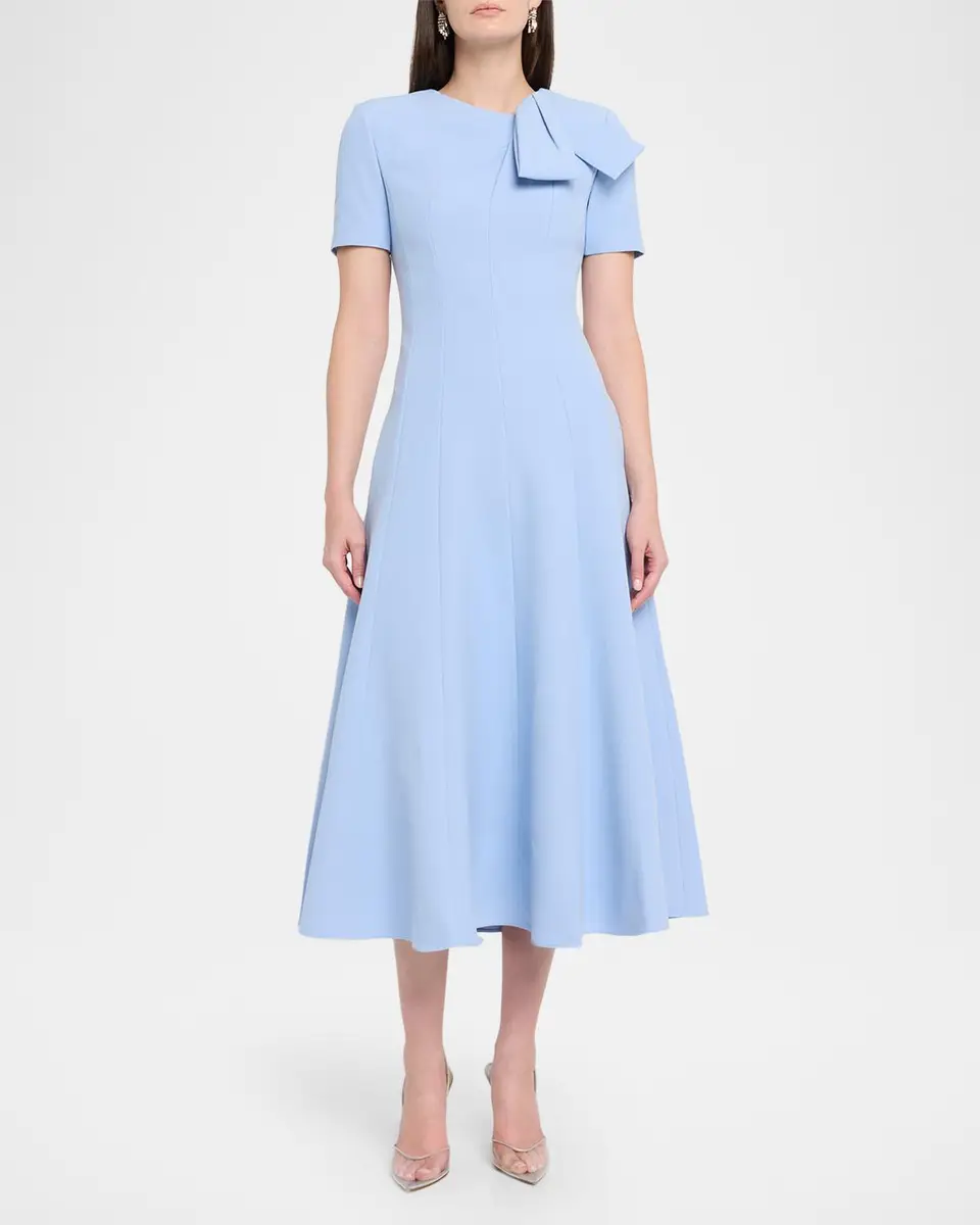Roland Mouret Short-Sleeve Paneled Bow Midi Dress | Thumbnail 2 Roland Mouret Short-Sleeve Paneled Bow Midi Dress | Thumbnail 2