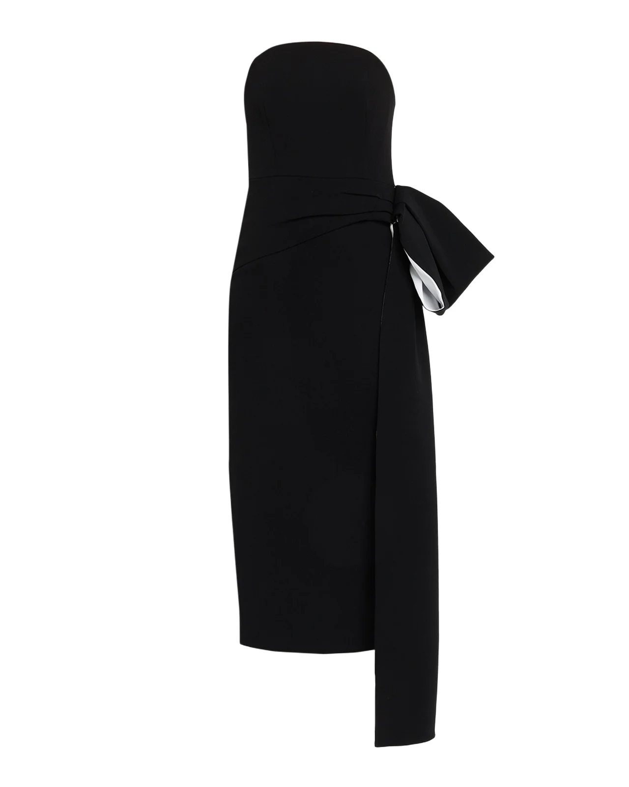Roland Mouret Moon Strapless Draped Bow Midi Dress