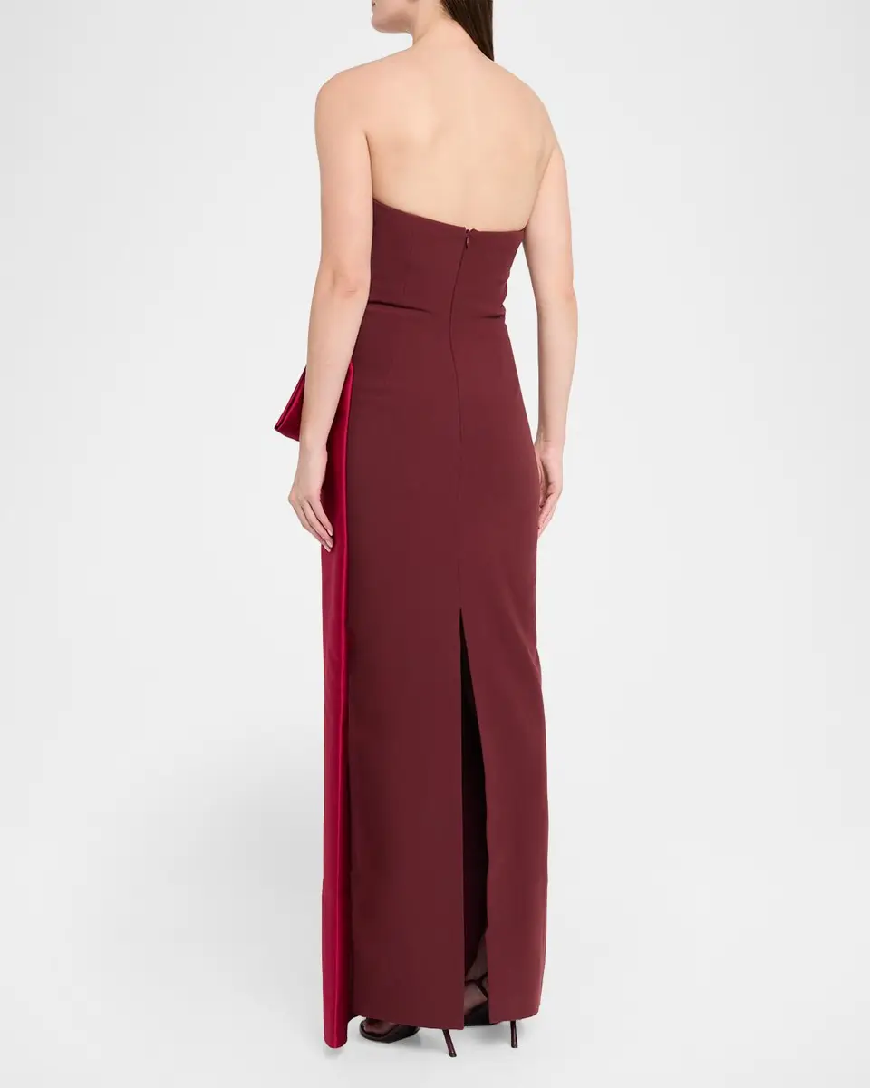 Roland Mouret Strapless Draped Satin Bow Column Gown | Thumbnail 3
