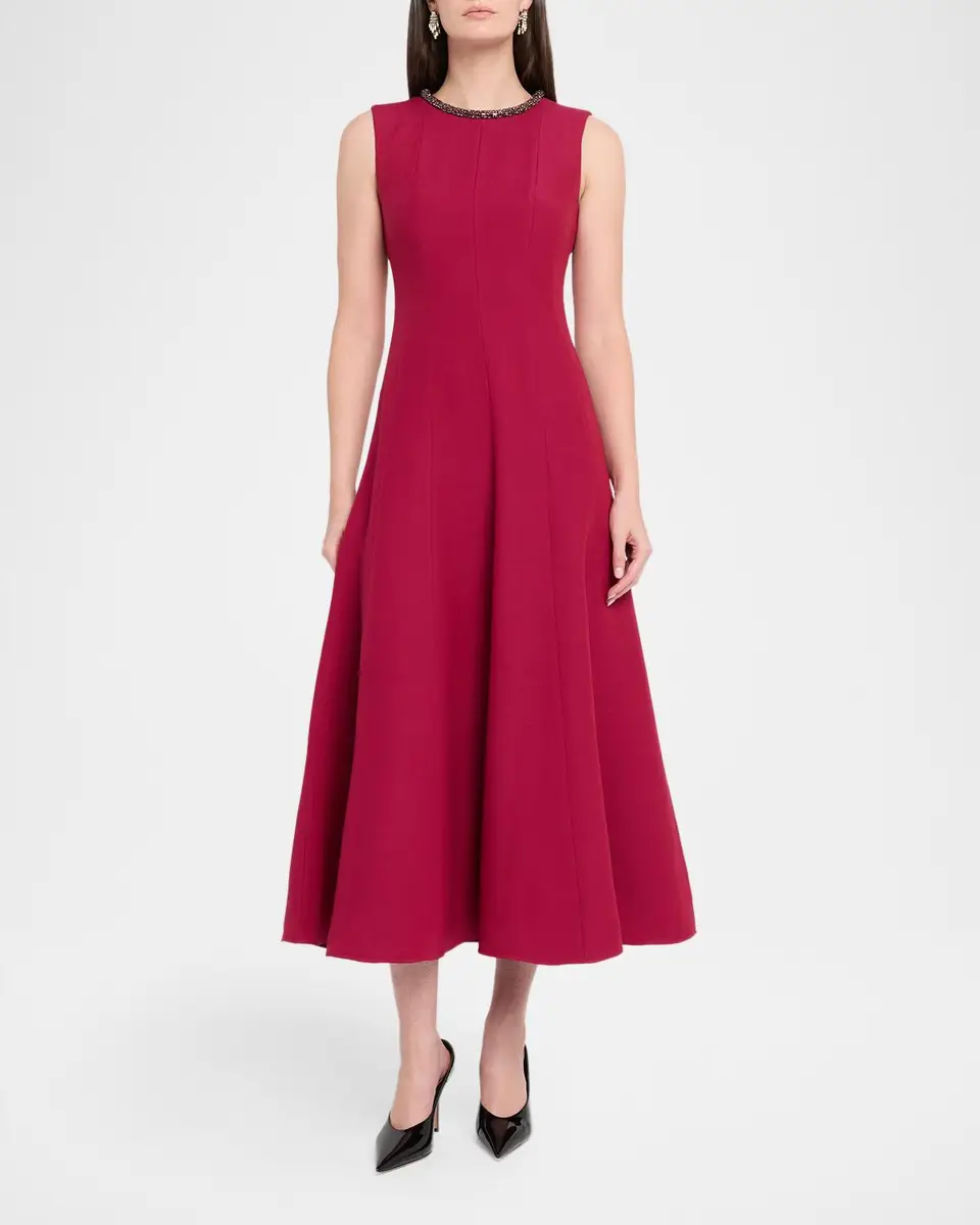 Roland Mouret Crystal Collar Sleeveless Full Midi Dress | Thumbnail 2 Roland Mouret Crystal Collar Sleeveless Full Midi Dress | Thumbnail 2