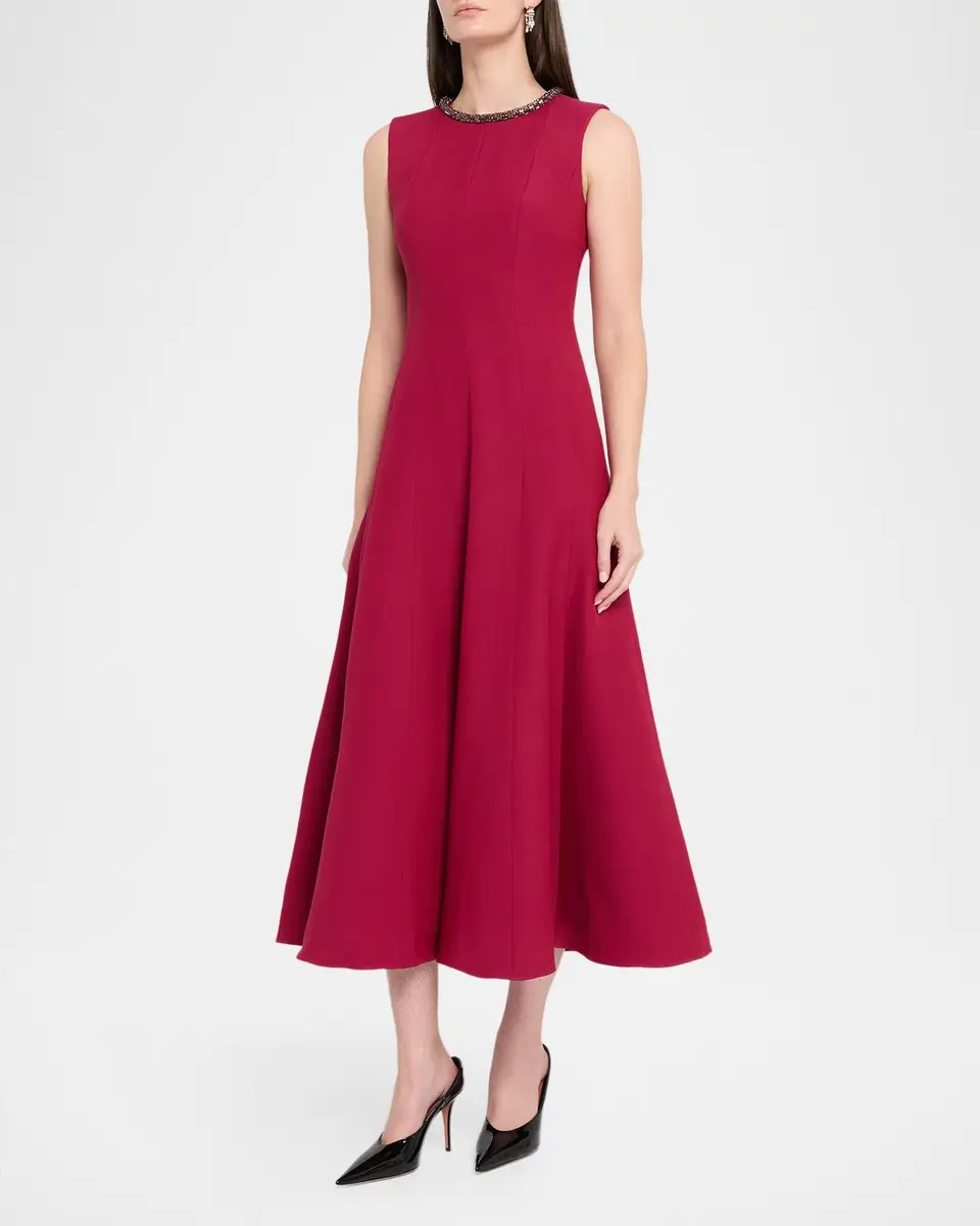 Roland Mouret Crystal Collar Sleeveless Full Midi Dress | Thumbnail 4 Roland Mouret Crystal Collar Sleeveless Full Midi Dress | Thumbnail 4