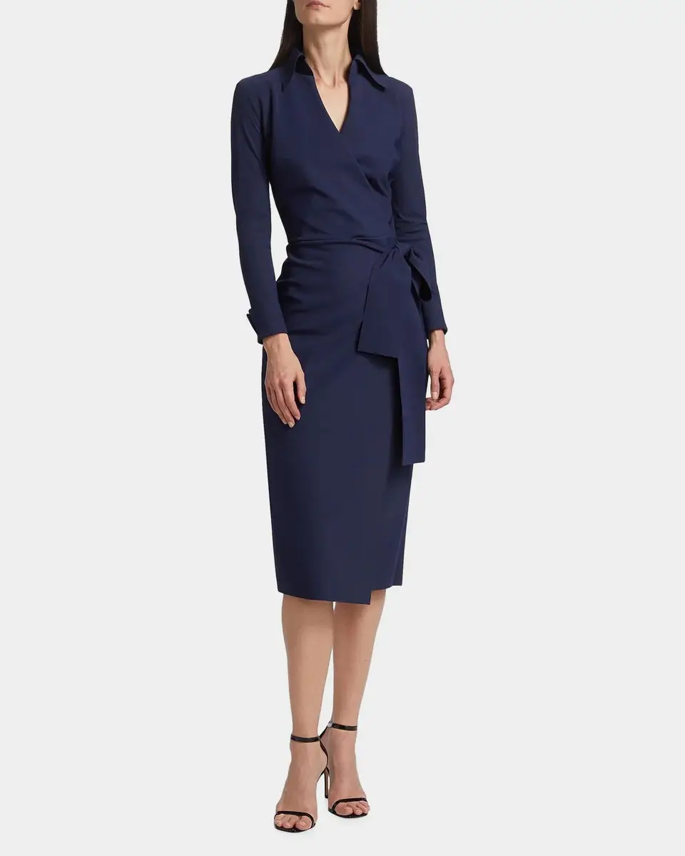 Chiara Boni La Petite Robe Kamala Shirt-Collar Jersey Wrap Dress | Thumbnail 4 Chiara Boni La Petite Robe Kamala Shirt-Collar Jersey Wrap Dress | Thumbnail 4