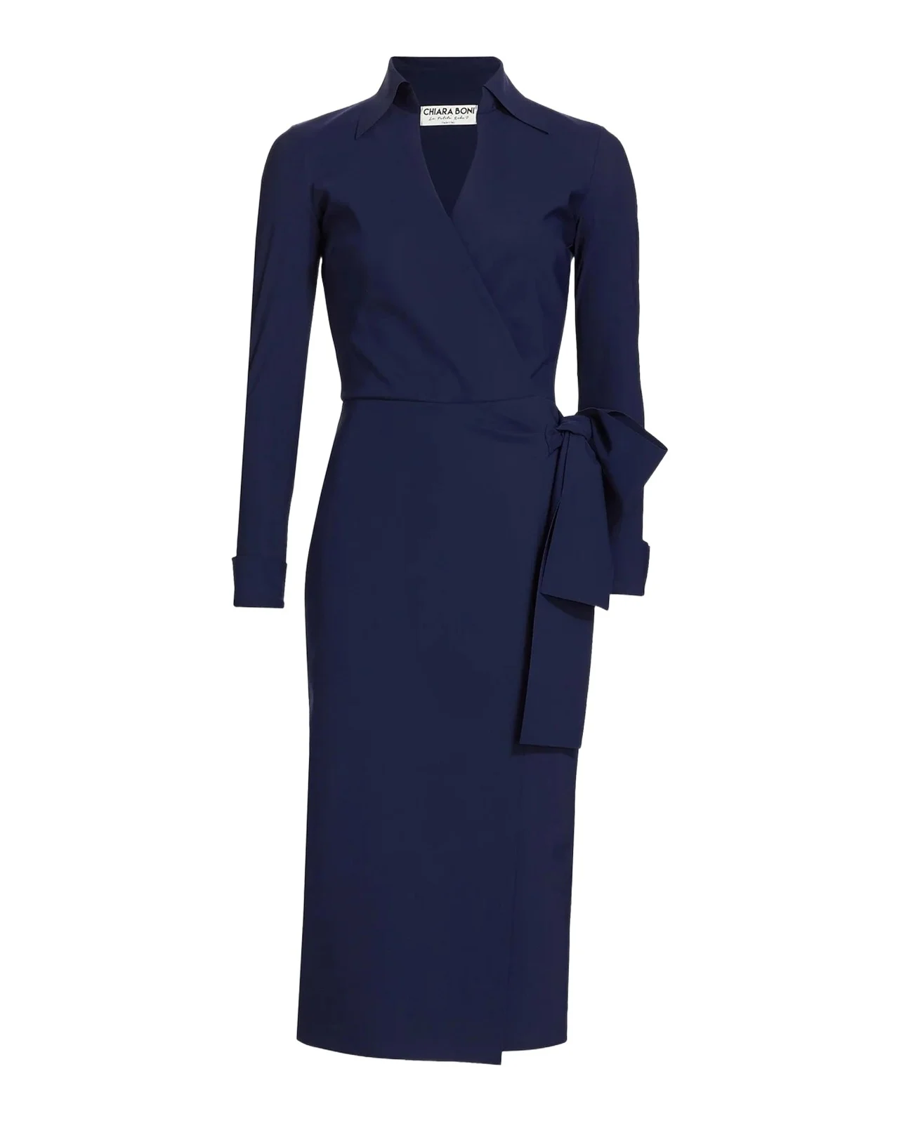Chiara Boni La Petite Robe Kamala Shirt-Collar Jersey Wrap Dress