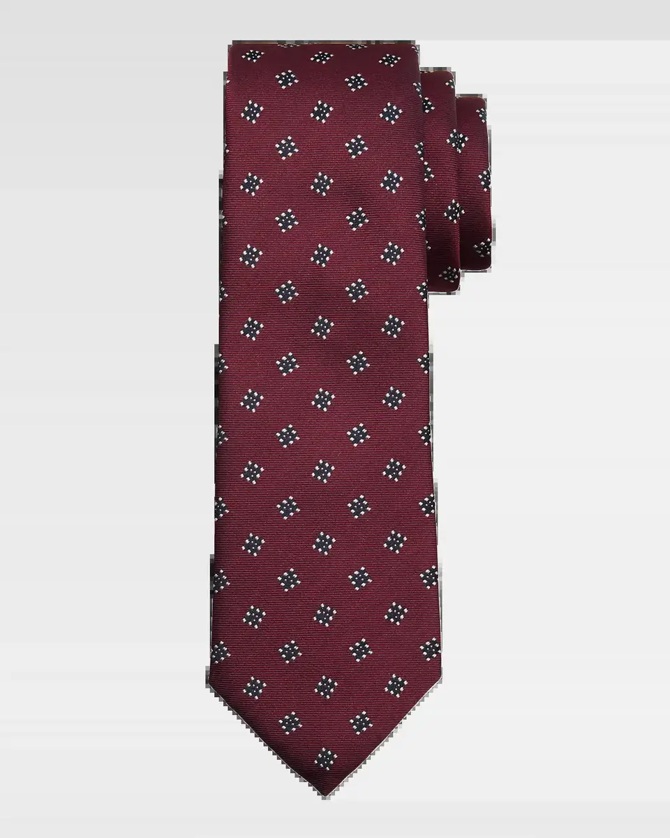 Emporio Armani Men's Geometric Box Jacquard Silk Tie | Thumbnail 2 Emporio Armani Men's Geometric Box Jacquard Silk Tie | Thumbnail 2